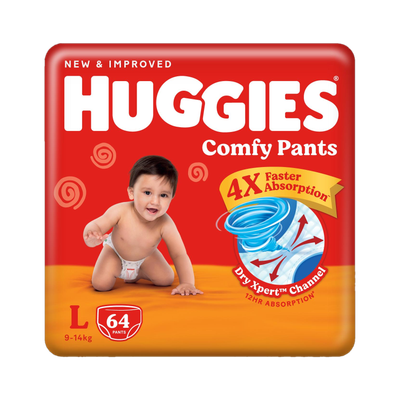 Huggies Comfy Baby Pant Diapers - L(64 Pieces)