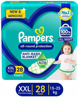 Pampers All Round Protection Diaper Pants, Anti Rash Blanket, Lotion with Aloe - XXL(28 Pieces)