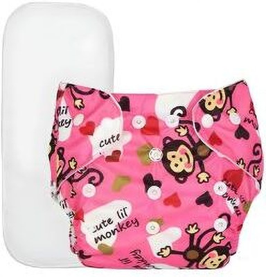Laee cute Washable Reusable Print Baby Cloth Diaper With Insert Cotto Pad Set Of 1