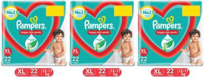 Pampers Anti rash lotion with Aloe vera baby XL size diaper pants combo(Pack of 3) - XL(66 Pieces)