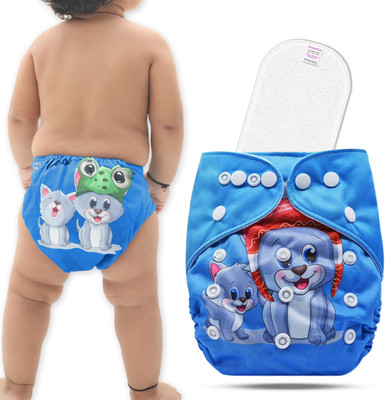 Bembika Leakproof Printed Cloth Diaper With 3-Layer insert Reusable for Babies (BE2713) - M