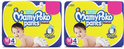 MamyPoko Pants Standard Baby Diapers, Medium (M), 4+4 Count, 7-12kg - M