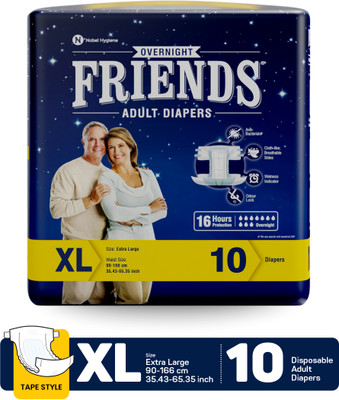 FRIENDS Overnight Tape Type Adult Diapers - XL(10 Pieces)