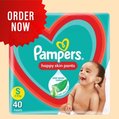 Pampers S Size Baby Diapers, 40 Pieces, Rash-Free with Aloe Vera Softness HZ - S(40 Pieces)