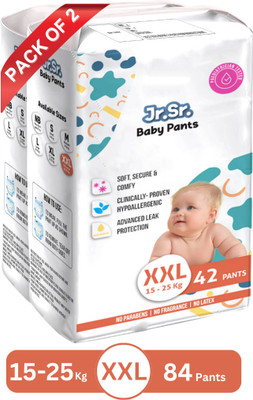 Jr. Sr. Baby Diaper Pants with Advanced Leak Protection | Soft & Comfortable | Pack of 2 - XXL(84 Pieces)