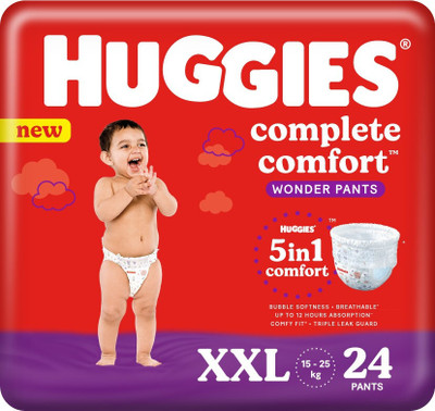 Huggies Complete Comfort Wonder Pants, India's Fastest Absorbing Diaper | - XXL(24 Pieces)