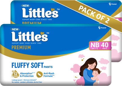 Little's Comfy Baby Pants Diapers with Wetness Indicator and 12 hours Absorption | - New Born(80 Pieces)