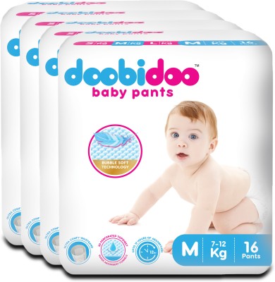 Doobidoo BabyPants Medium Size Rash Free Soft Diapers Anti-Leak Highly Absorbent 7-12Kg - M(64 Pieces)