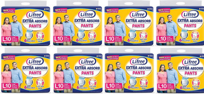 LIFREE Extra absorb pant diaper L10 Adult Diapers - L(80 Pieces)