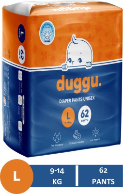 Duggu Baby Diapers Pants | 9 - 14 Kg | Large | Pack 1 | 62 Pieces - L(62 Pieces)