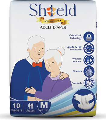 SHIELD Premium Tape Style | Pack of 1 | Adult Diapers - M(10 Pieces)