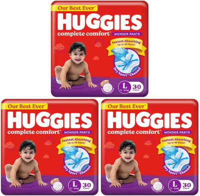Huggies Wonder Pants Baby Fastest Absorbing Diapers Large Size Combo(Pack of 3) - L(90 Pieces)
