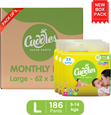 Cuddles - Super Pants Baby Diaper - Combo Pack of 3 - L(186 Pieces)