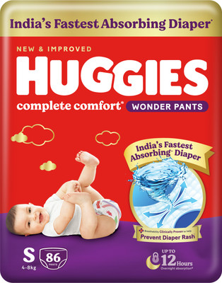 Huggies Complete Comfort Wonder Pants, India's Fastest Absorbing Diaper | - S(86 Pieces)