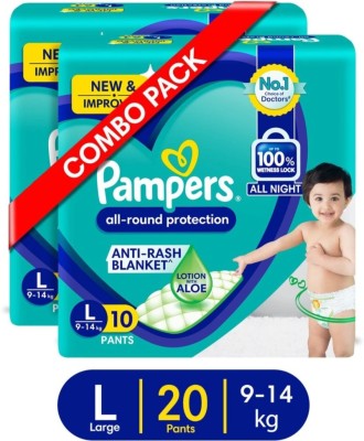 Pampers all-round protection, Large size ( L 10+10 pieces ) Combo Pack - L(20 Pieces)