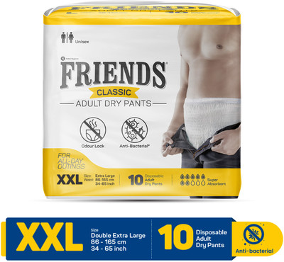 FRIENDS Classic Pants with odour lock and Anti-Bacterial Absorbent Core Adult Diapers - XXL(10 Pieces)