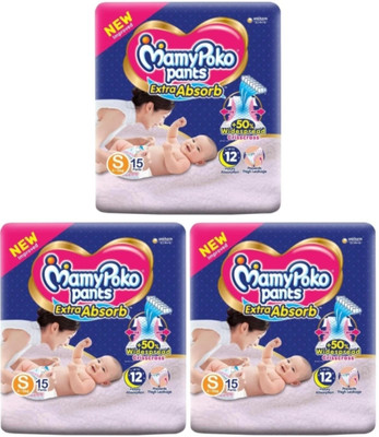 MamyPoko Pants Extra Absorb Small Size (S-15+15+15) - S(3 Pieces)