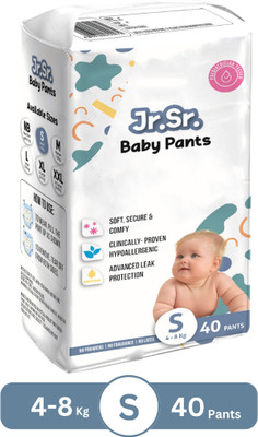Jr. Sr. Baby Diaper Pants with Advanced Leak Protection | Soft & Comfortable | Pack of 1 - S(40 Pieces)