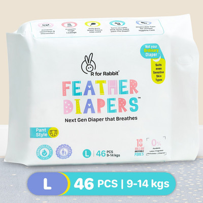 R for Rabbit Feather Diaper Pants Size L Pack of 46 - L(46 Pieces)