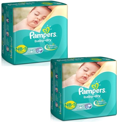 Pampers Baby dry diaper Nbs 22+22 PACK OF 2 - New Born(22 Pieces)