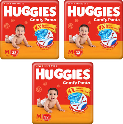 Huggies Wonder Pants Medium (M) Size Baby Diaper Pants M-32 (PACK OF 3) - M(96 Pieces)
