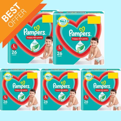 Pampers Breathable Baby Diapers, L Size, 130 Count, Soft Aloe Lotion, All-Night Dry HC - L(130 Pieces)