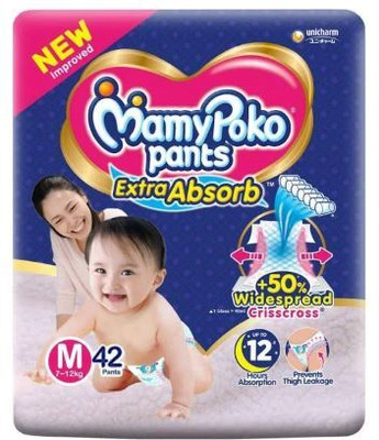 MamyPoko Pants Extra Absorb Medium SIze M - 42 Diaper Pants - M(42 Pieces)