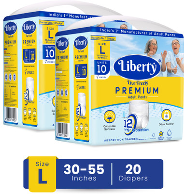 Liberty Premium Pants, Waist Size (30-55 Inches), Pack of 1 Adult Diapers - L(20 Pieces)