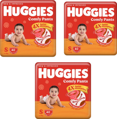 Huggies Wonder Pants Small (S) Size Baby Diaper Pants S-40 (PACK OF 3) - S(120 Pieces)