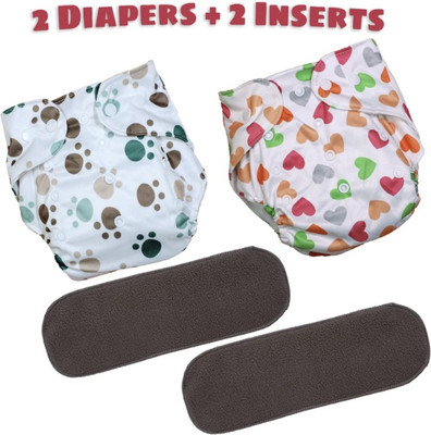 Jaydison Print Reusable Cloth Button Diaper Reuse Nappy & Insert 0-24M HD YoSm01B - S - M(4 Pieces)