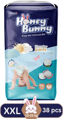 HONEY BUNNY Baby Diaper Pants with bubble top sheet| Extra Soft | 12 Hour protection - XXL(38 Pieces)