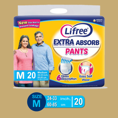 LIFREE Extra Absorb Diaper Pants Unisex Adult Diapers - M(20 Pieces)
