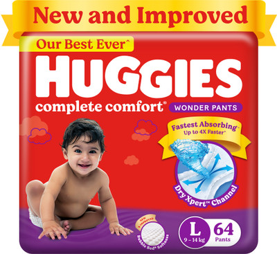 Huggies Complete Comfort Wonder Pants, India's Fastest Absorbing Diaper | - L(64 Pieces)