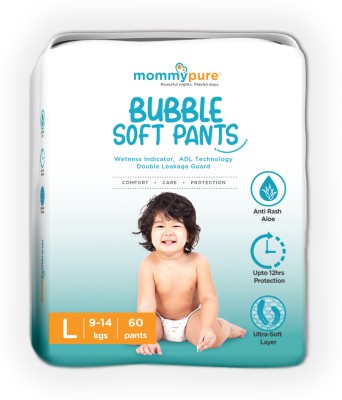MommyPure Premium Baby Diaper Pants | Super Soft & Comfortable | Ultra-Soft Layer - L(60 Pieces)