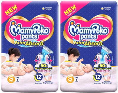 MamyPoko Pants Extra Absorb Dipers Small size ( 7+7 pieces ) - S(14 Pieces)