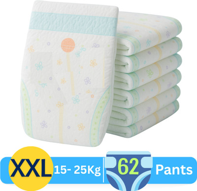 Lilwinks Baby Diapers|12 Hr Absorption |Skin-Friendly|Leak Lock Sides|Rash-Free(15+ Kg) - XXL(62 Pieces)