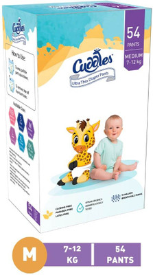 Cuddles Ultrathin Baby Diaper Pants | Ultra Soft Super Absorbent and Luxurious Comfort - M(54 Pieces)