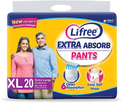 LIFREE Extra Absorb Pant Diaper Adult Diapers - XL(20 Pieces)