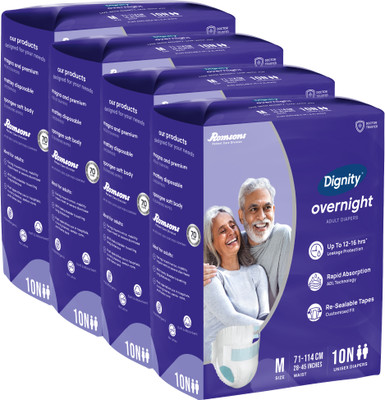 DIGNITY Overnight Tape Style Adult Diapers - M(40 Pieces)