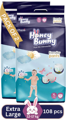 HONEY BUNNY Baby Diaper Pants with bubble top sheet| Extra Soft | 12 Hour protection - XL(108 Pieces)