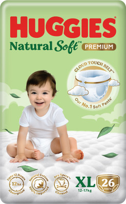 Huggies Natural Soft Premium Baby, Cloud Softness All Over, Extra Large - XL(26 Pieces)