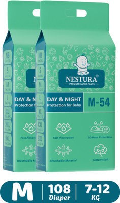 NESTURA Baby Diaper Pants, Medium, M size - M(108 Pieces)