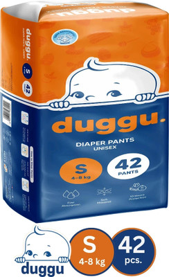 Duggu Soft Baby Diaper Pants | 4-8 kg | Up to 10 Hours Absorption | Pack of 1 - S(42 Pieces)