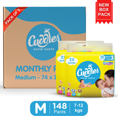 Cuddles - Super Pants Combo Pack - Medium (74*2) - M(148 Pieces)