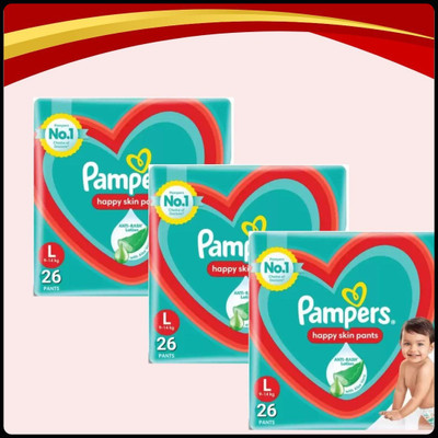 Pampers Baby Diapers-L Size(Pack of 3)-25N106 - L(78 Pieces)