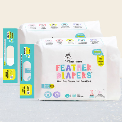 R for Rabbit Feather Diaper Pants Size L Combo Pack of 92 - L(92 Pieces)
