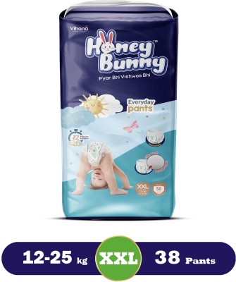 HONEY BUNNY Baby Diaper Pants with bubble top sheet| Extra Soft | 12 Hour protection - XXL(38 Pieces)