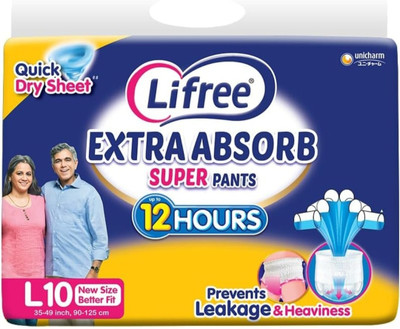 LIFREE Extra Absorb Large Size diapers Adult Diapers - L(10 Pieces)