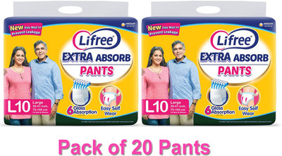 LIFREE Extra Absorb Diaper Pants Adult Diapers - L(20 Pieces)