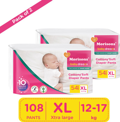 Morisons Baby Dreams Cottony Soft Diaper Pants - XL(108 Pieces)